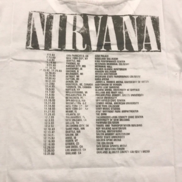 SOLD OUT White Nirvana Vintage Concert Band Graphic T-Shirt - Picture 5 of 6